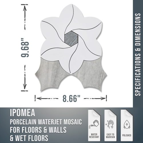 IPOMEA 9.68" X 8.66" JBlue Porcelain Mosaic - Image 2